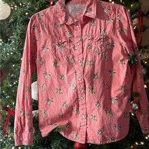 Charming Pink Horse Print Button Down Shirt